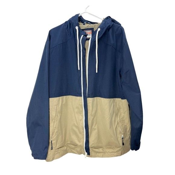 Hooded lightweight jacket XL mens khaki navy full zip pockets performance coat - Picture 5 of 9